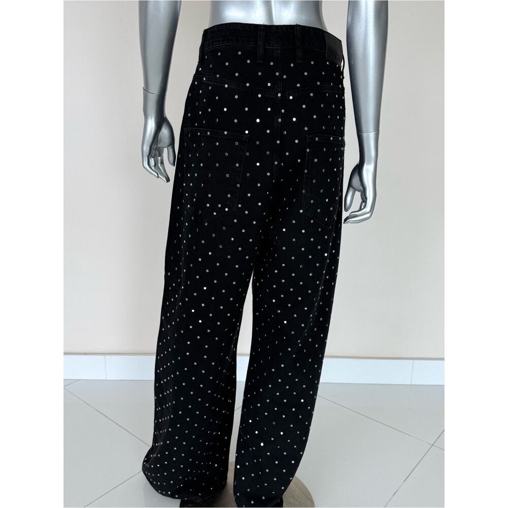 NEW!!! Mango women wide leg jeans with metal studs size 8 US - Picture 3 of 10